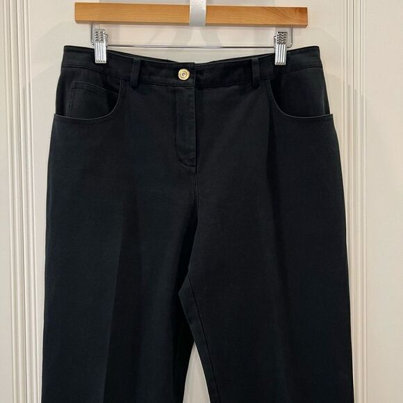 Vintage St. John Sport Women’s 8 Cotton High Rise Wide Leg Black Jeans Stretch - Picture 2 of 13